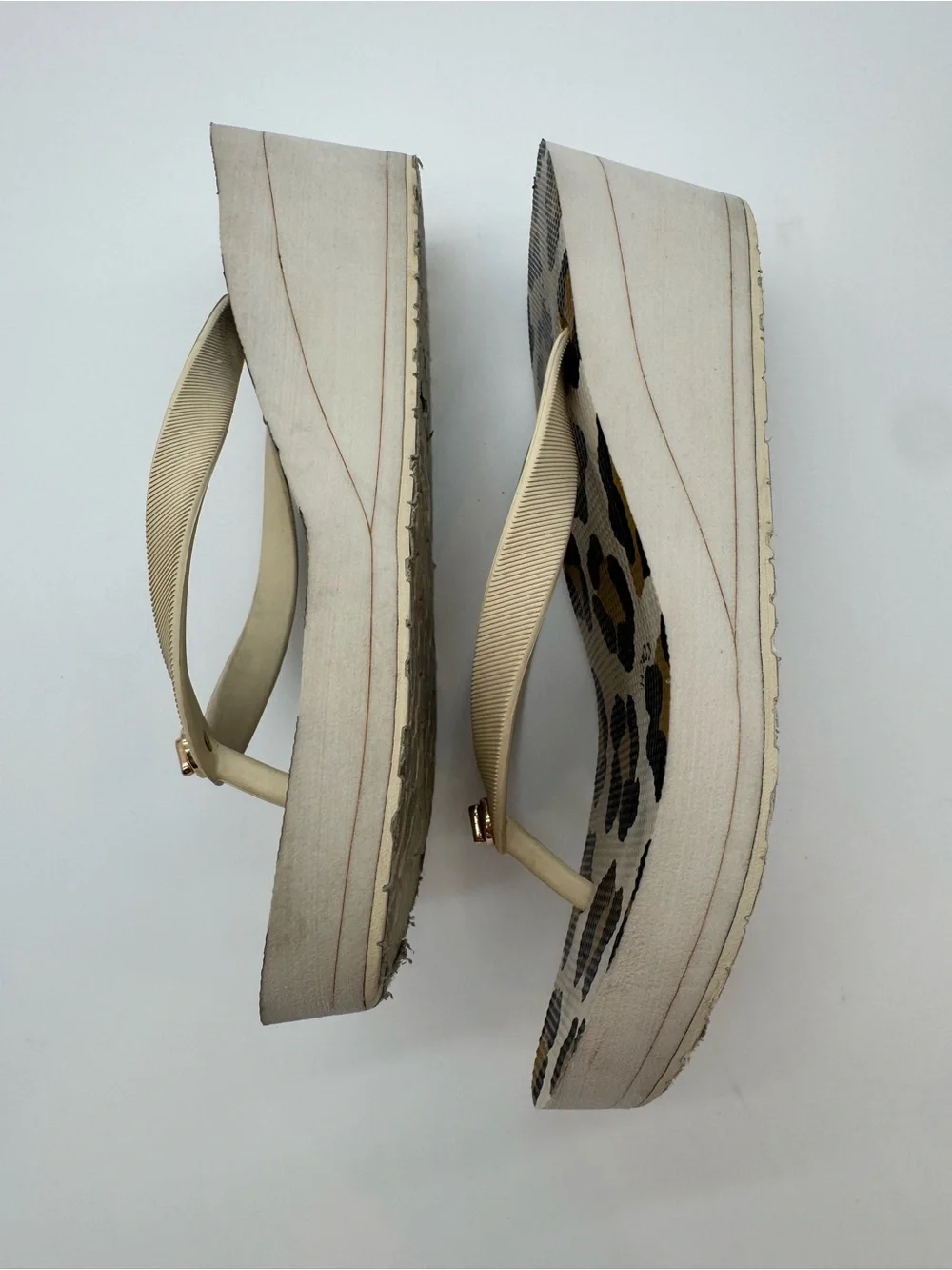 Coach Leopard Print Platform Flip Flop - Beige Straps size 6